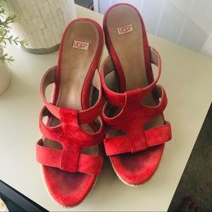 UGG flame red platform wedge sandals US9